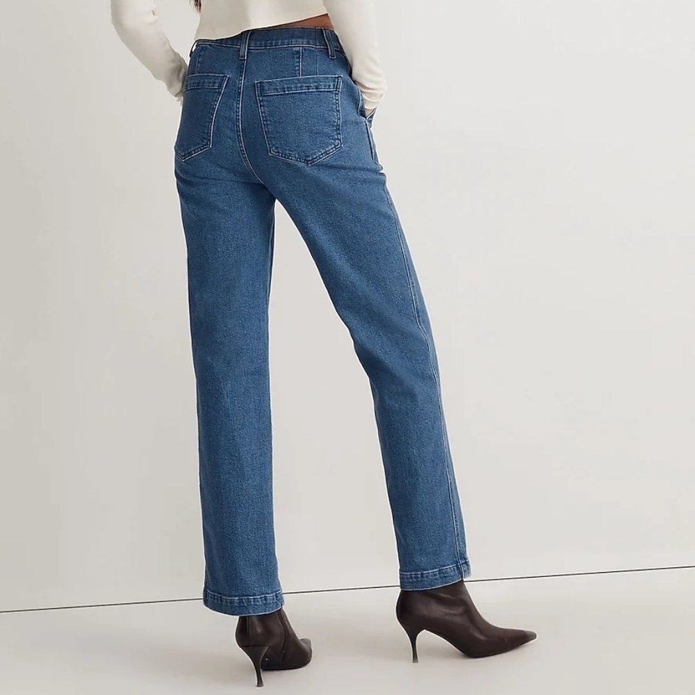 MADEWELL Straight Jean Medium Blue Indigo Wash: Seamed Edition Women's Size 23 - Picture 2 of 16